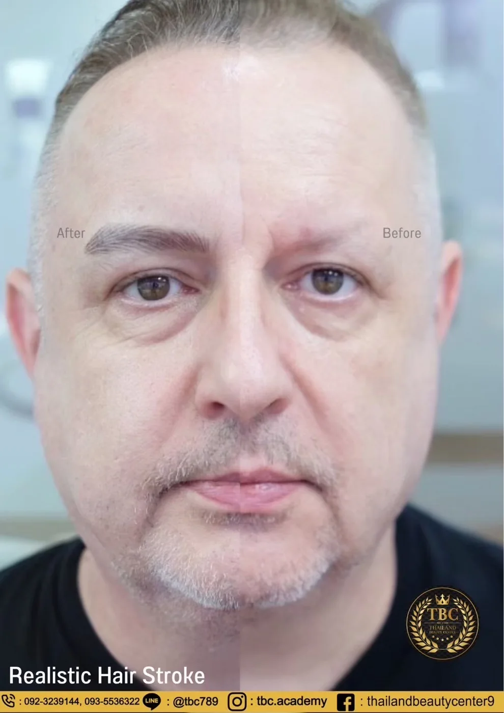 ก่อนและหลังทำคิ้ว Realistic Hair Stroke