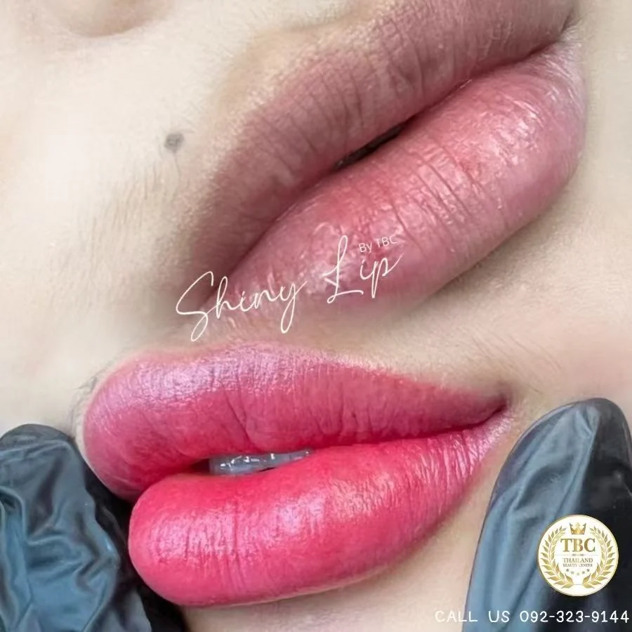 ผลงานสักปาก Shiny Lip โทนชมพู